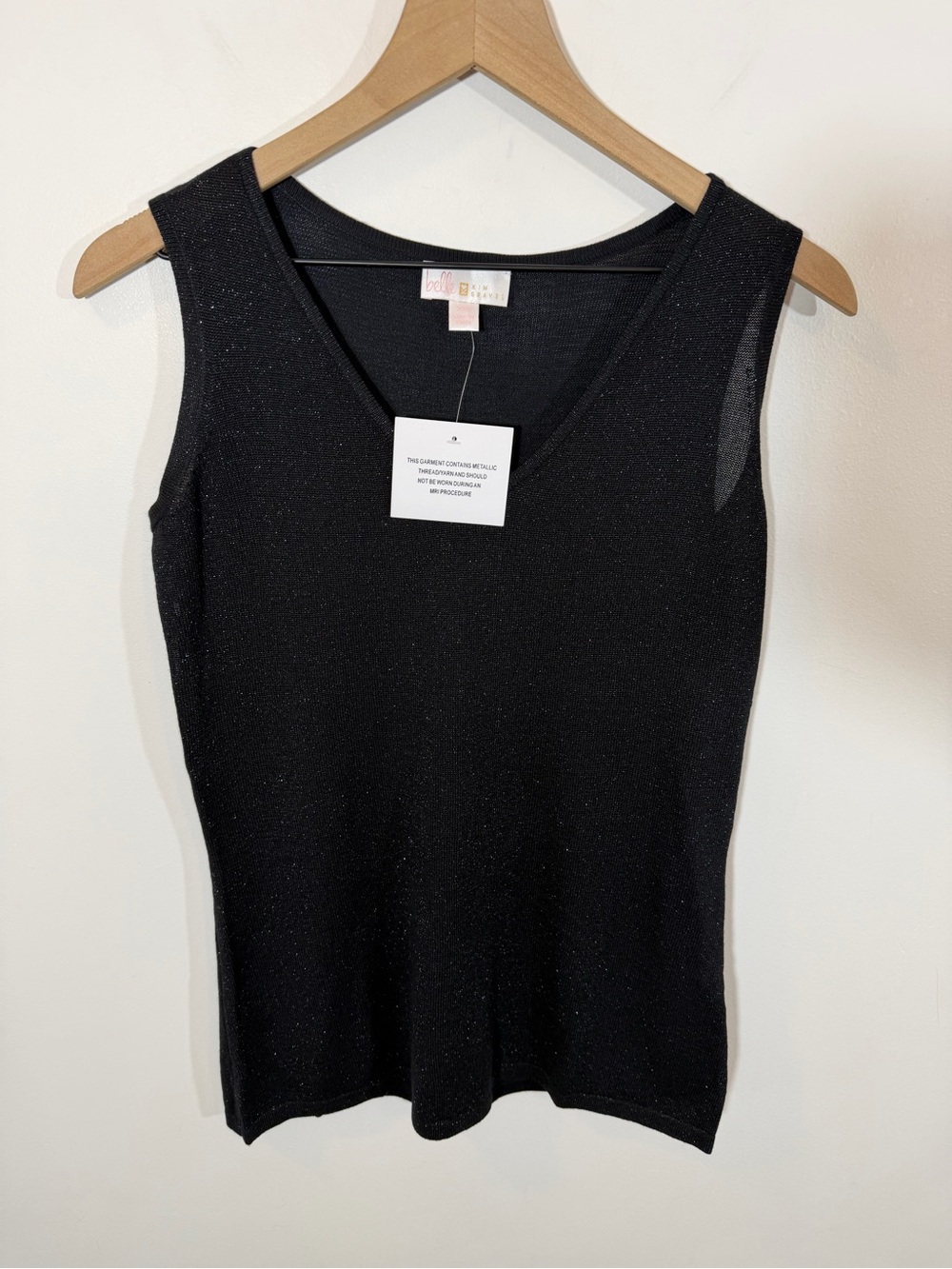 NWT Belle by Kim Gravel Lurex Tank in Black Sparkle | Size XXS